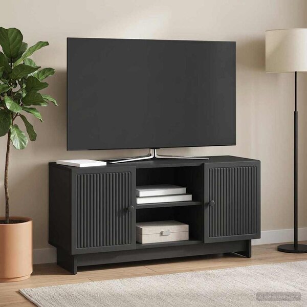 TV szekrény 102 x 34,5 x 50 cm Fekete Szerelt Fa