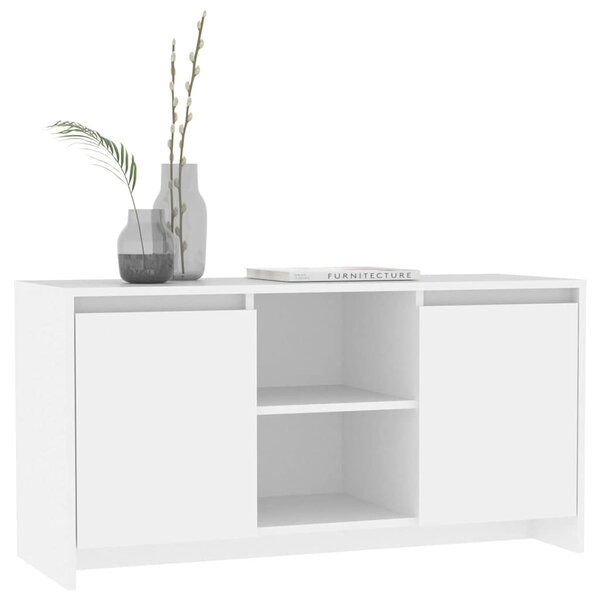 Fehér szerelt fa TV-szekrény 102 x 37,5 x 52,5 cm
