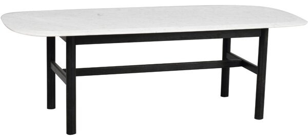 Fehér márvány dohányzóasztal ROWICO HAMMOND 135 x 62 cm fekete talppal