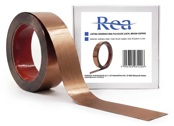 Öntapadós dekorációs szegélyléc Rea P14454CB 3,8cm Brush Copper