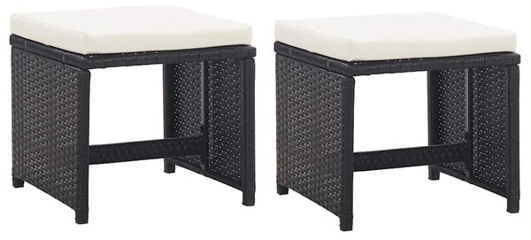 5-részes fekete polyrattan kültéri étkezőszett párnákkal