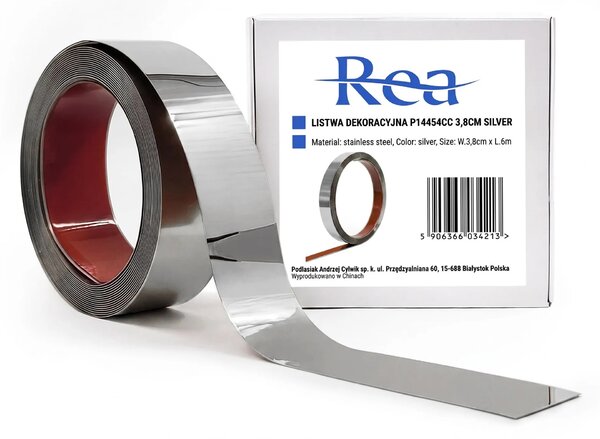 Öntapadós dekorációs szegélyléc Rea P14454CC 3,8cm Silver