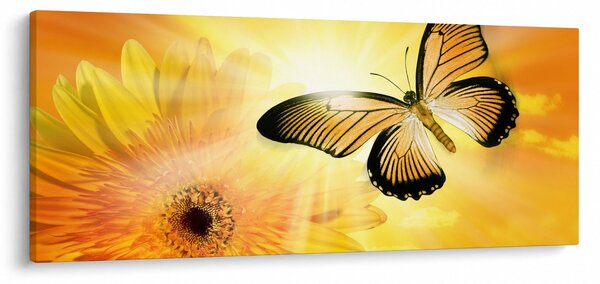 Kép - Sárga pillangó virággal (120x50 cm)