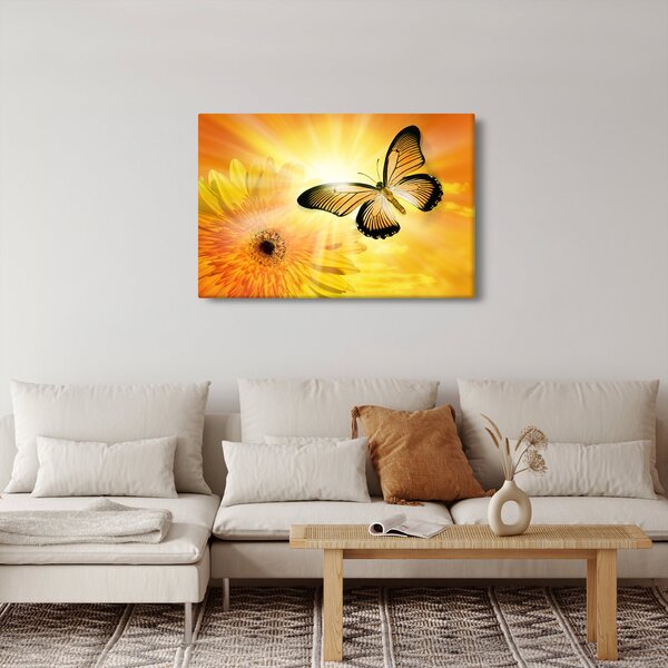 Kép - Sárga pillangó virággal (90x60 cm)