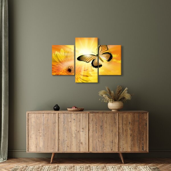Kép - Sárga pillangó virággal (90x60 cm)