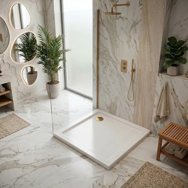 Zuhanytálca Rea Belmond White 80x80 Brush Gold