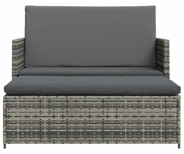 2-részes szürke polyrattan kerti bútorszett párnákkal