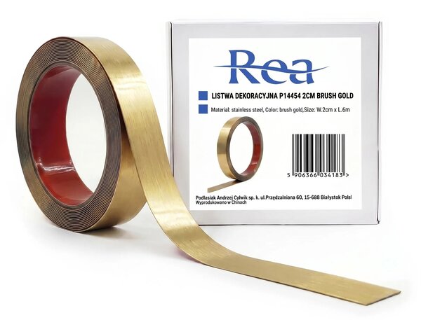 Öntapadós dekorációs szegélyléc Rea P14454 2cm Brush Gold