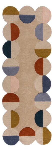 Bézs kézi szövésű gyapjú futószőnyeg 80x230 cm Mia Scallop Frame – Flair Rugs