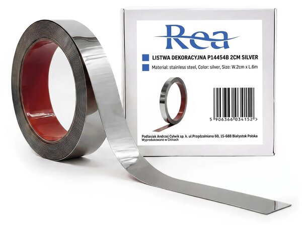Öntapadós dekorációs szegélyléc Rea P14454B 2cm Silver