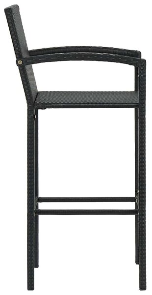 5 részes fekete polyrattan kültéri bárszett kartámasszal