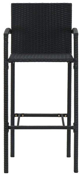 5 részes fekete polyrattan kültéri bárszett kartámasszal