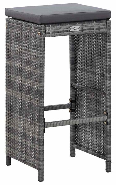 7 darabos szürke polyrattan kerti bárszett párnákkal