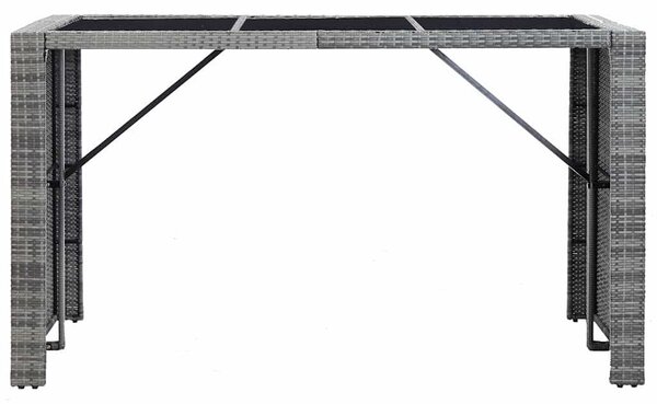 7 darabos szürke polyrattan kerti bárszett párnákkal