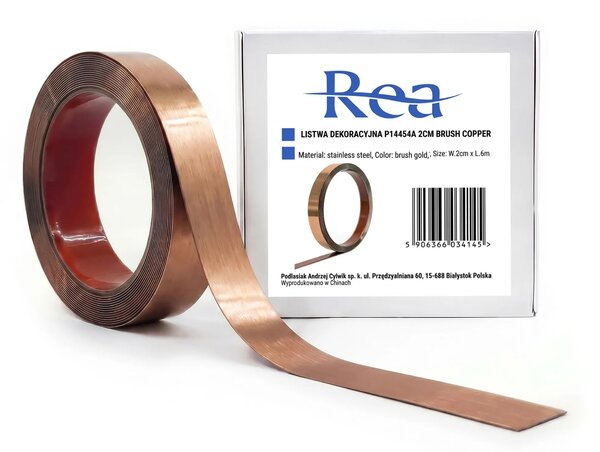 Öntapadós dekorációs szegélyléc Rea P14454A 2cm Brush Copper