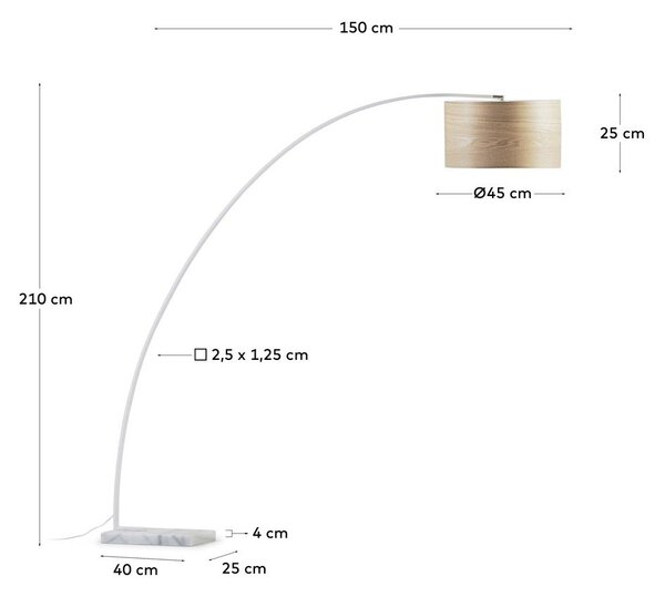 Fehér-natúr színű állólámpa fa búrával (magasság 210 cm) Juhe Ash – Kave Home
