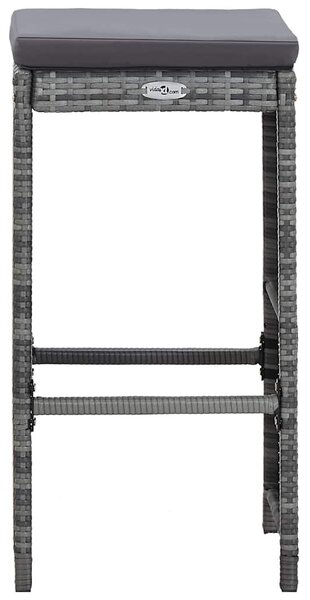 7 darabos szürke polyrattan kerti bárszett párnákkal