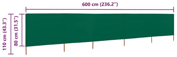 Zöld szövet 5-paneles szélfogó 600 x 80 cm