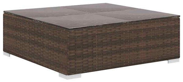 12-részes barna polyrattan kerti bútorszett párnákkal