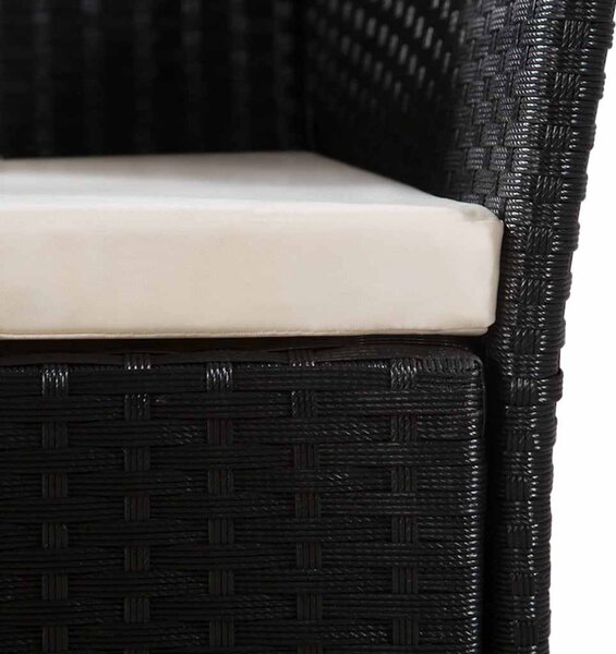 5-részes fekete és barna kültéri polyrattan étkezőgarnitúra