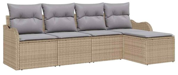 Kerti Kanapé Szett 5 db Beige és Világosszürke polirattan