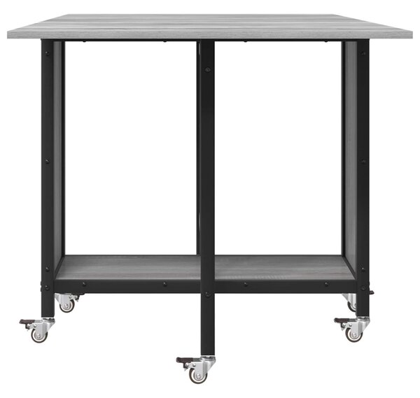 Összecsukható étkezőasztal görgőkkel 130 x 80 x 76,5 cm acél PB