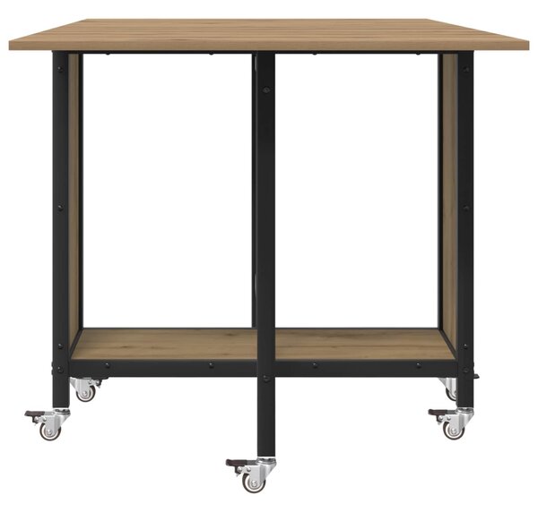 Összecsukható étkezőasztal görgőkkel 130 x 80 x 76,5 cm acél PB
