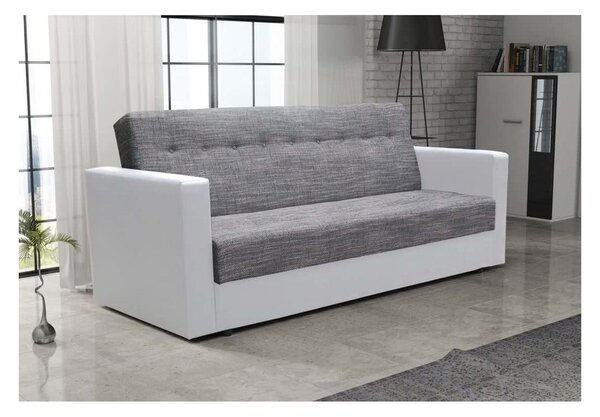Modern MALIN nyitható kanapé, szürke + fehér ökobőr