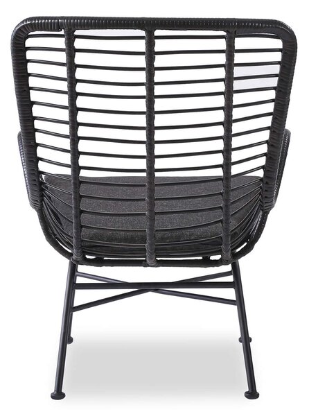IKARO kerti rattan fotel - fekete
