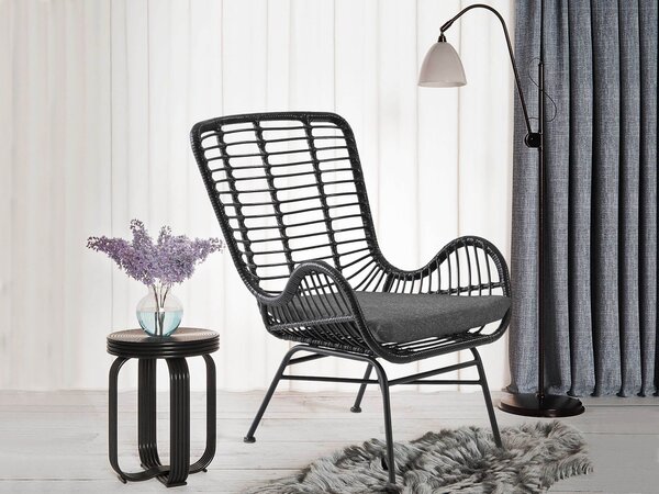 IKARO kerti rattan fotel - fekete