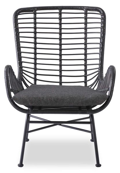 IKARO kerti rattan fotel - fekete