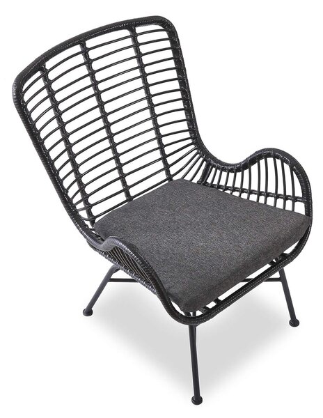 IKARO kerti rattan fotel - fekete