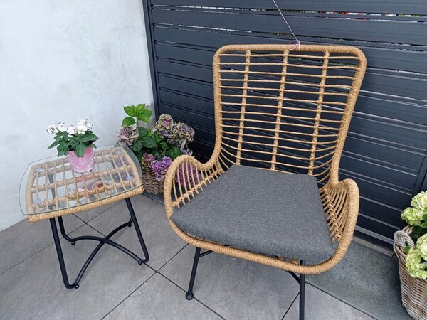 IKARO kerti rattan fotel - natúr