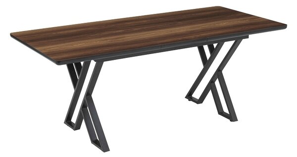 Leon Soft bővíthtő étkezőasztal lakk hazar MDF lappal és fekete fém lábakkal 100x200 cm (275 cm)