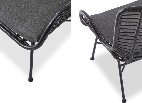 IKARO kerti rattan fotel - fekete