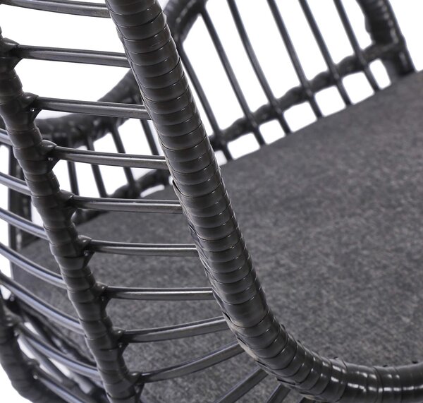IKARO kerti rattan fotel - fekete