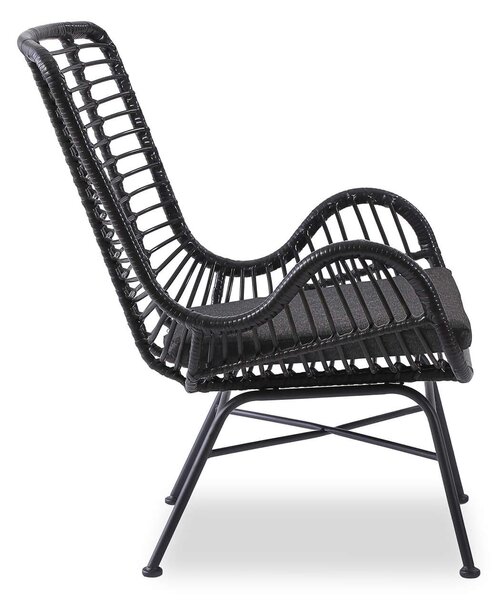 IKARO kerti rattan fotel - fekete