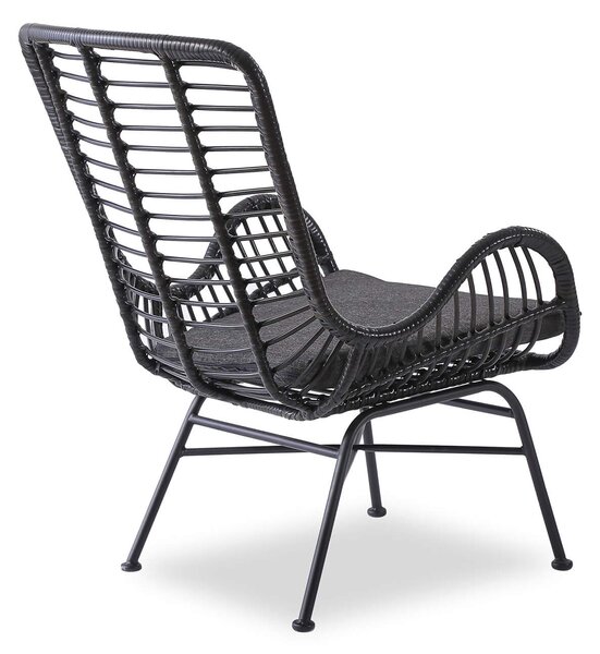 IKARO kerti rattan fotel - fekete