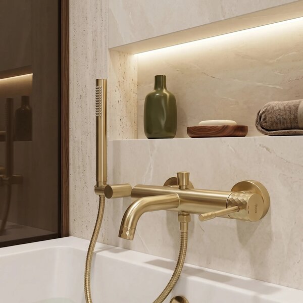 Fürdőkád csaptelep Rea Lungo Diamond Brush Gold
