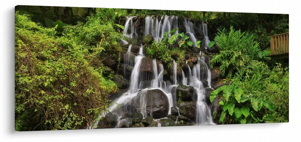 Egy kép a vízesésekről egy trópusi erdőben (120x50 cm)