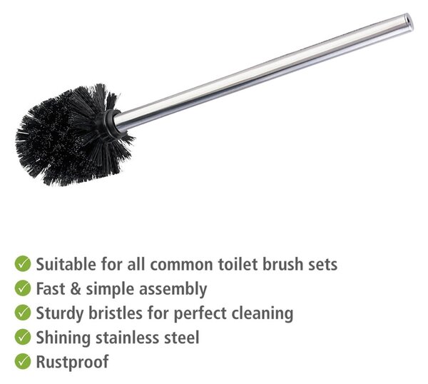 Fényes ezüstszínű rozsdamentes acél tartalék WC-kefe szett 4 db-os Ø8cm – Wenko
