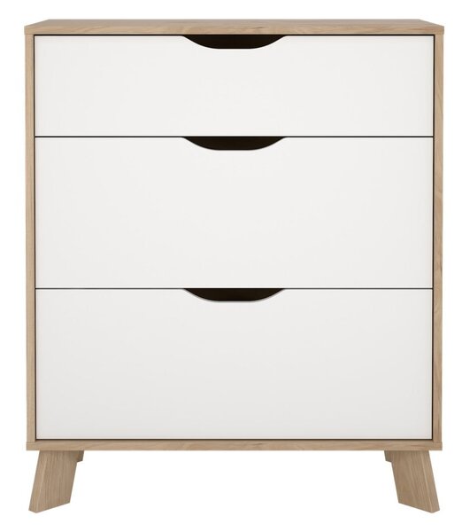 Fehér-natúr színű komód tölgyfa dekorral 79x92x40 cm Ikast – Tvilum