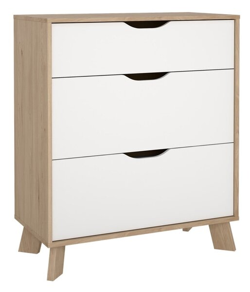 Fehér-natúr színű komód tölgyfa dekorral 79x92x40 cm Ikast – Tvilum