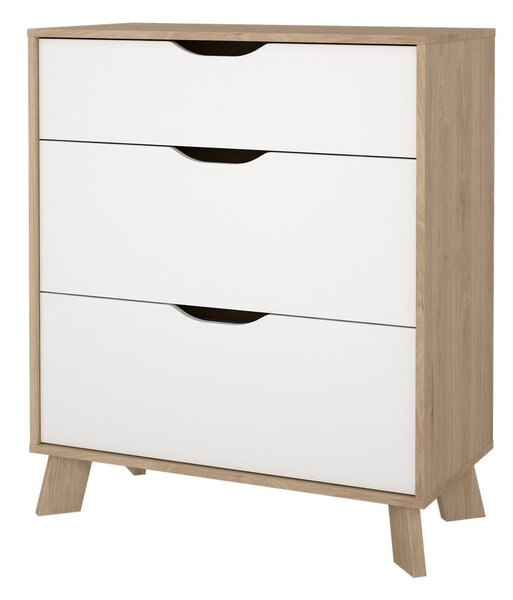 Fehér-natúr színű komód tölgyfa dekorral 79x92x40 cm Ikast – Tvilum