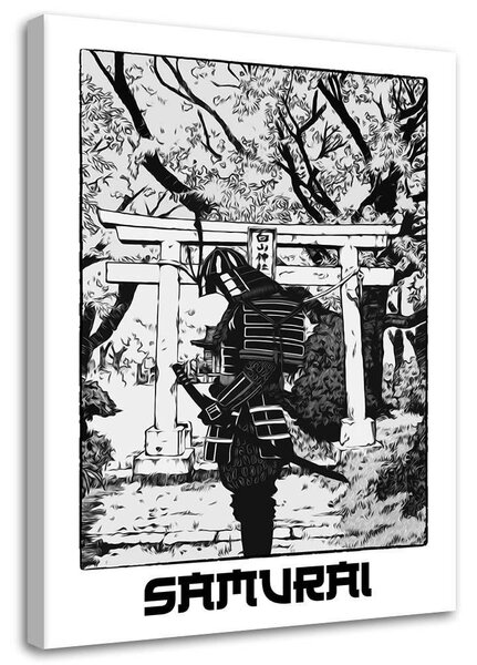 Gario Vászonkép Fekete-fehér szamuráj a parkban - Pau Fernandez Méret: 40 x 60 cm