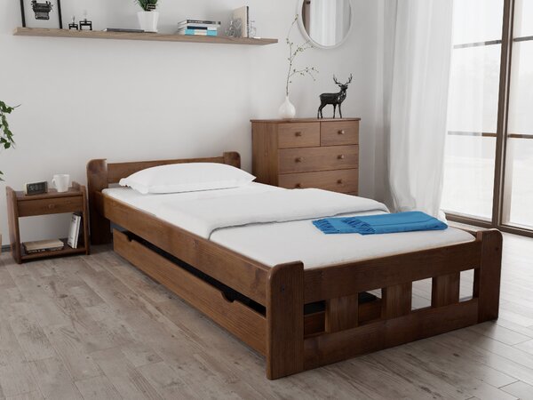 Naomi magasított ágy 120 x 200 cm, tölgyfa Ágyrács: Lamellás ágyrács, Matrac: Coco Maxi 19 cm matrac