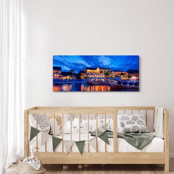 Egy kép Hoi An éjszakai városáról, Vietnam (120x50 cm)