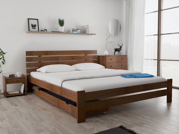 PARIS magasított ágy 180x200 cm, tölgyfa Ágyrács: Léces ágyrács, Matrac: Matrac nélkül