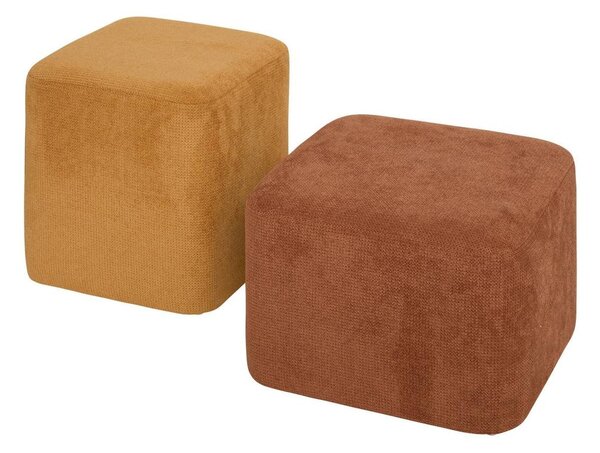 Puff szett 2 darabos, chenille szövet 42,5x29,5 cm, borostyán és sárga - IMBRIQUE