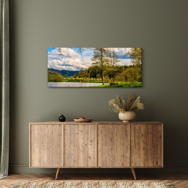 Egy csónak képe a tó mellett (120x50 cm)